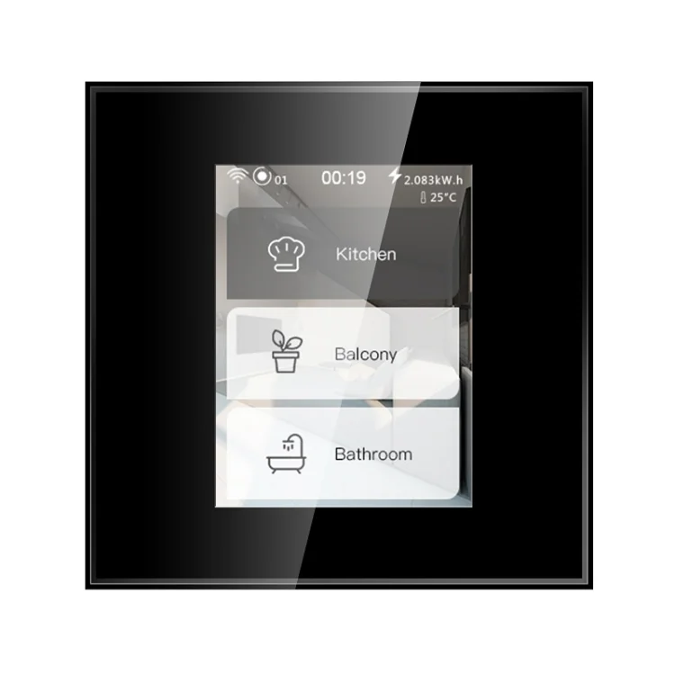 Wifi Smart LCD Display 3 Gang Wall Touch Switch Touch control with Tuya and Google home Alexa voice