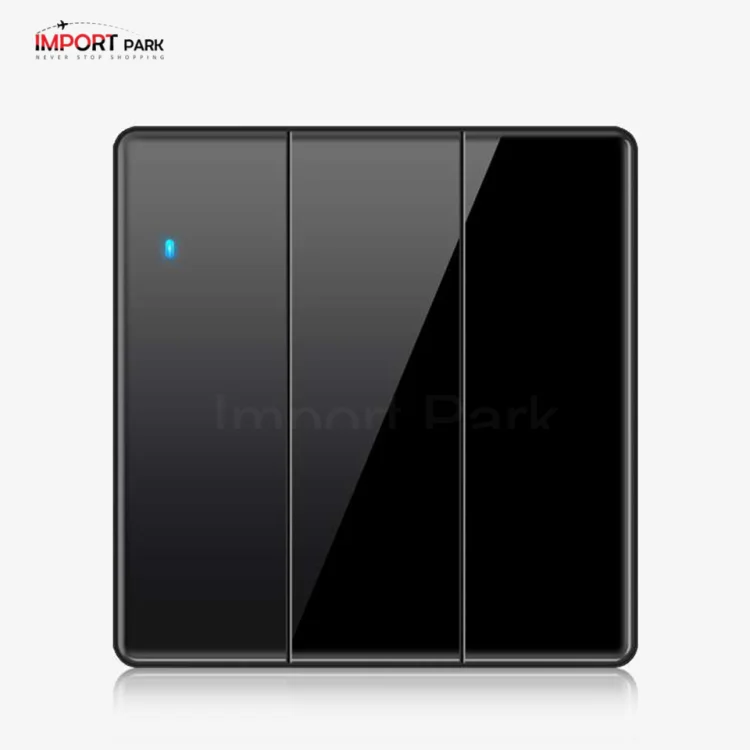 Full Glass 3gang 1way switch Black