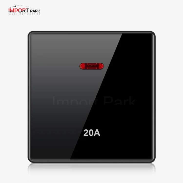 Full Glass 20A DP switch with LED Black