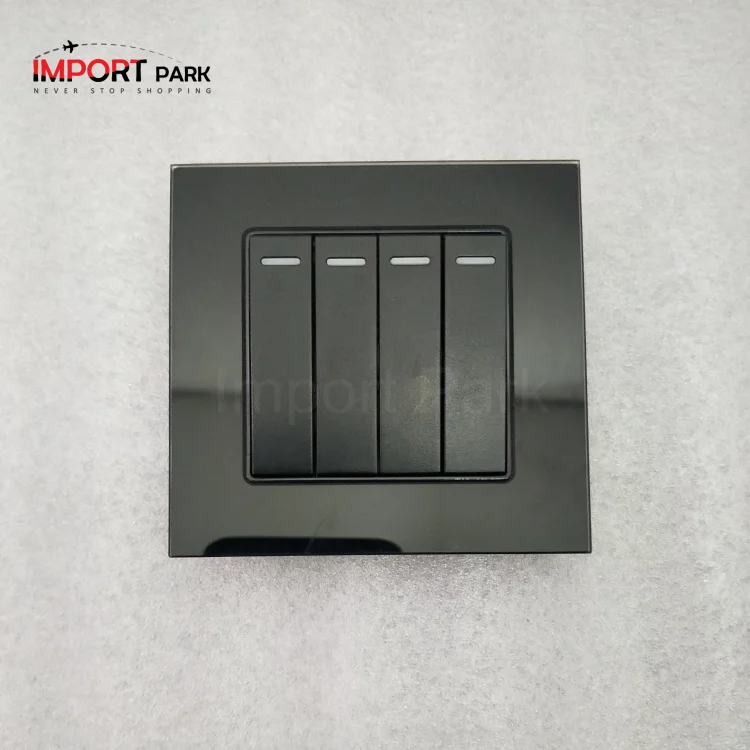 Glass Border 4gang 1way switch Black
