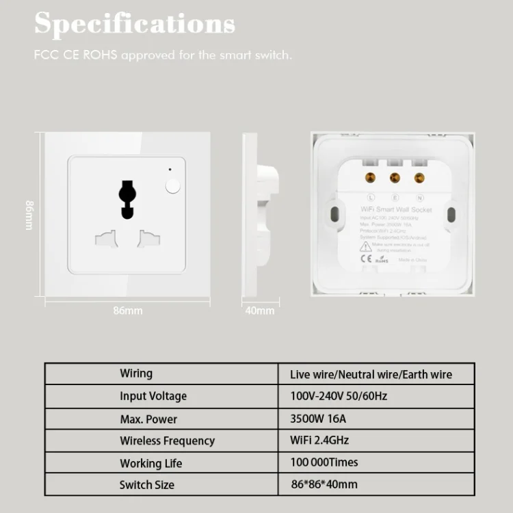Wifi Smart 3 Pin well socket with power monitor Black - ছবি 2