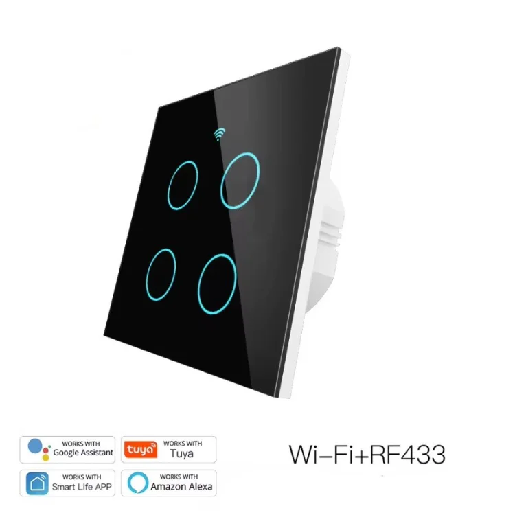 Wifi Smart 4 Gang Switch RF Prime Black