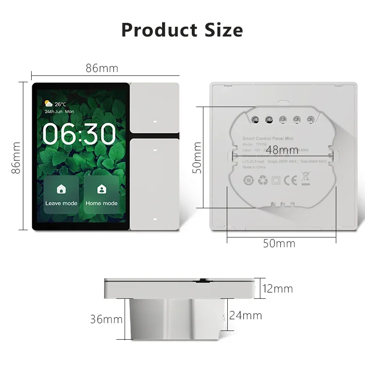 Smart Home Control Panel with Tuya Zigbee 3 Gang Wall Switches and LCD Screen - ছবি 2