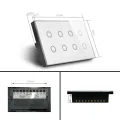 WiFi 4-Gang Smart Touch Screen Glass Panel Wall Switch with Fan Speed Control White thumbnail 2
