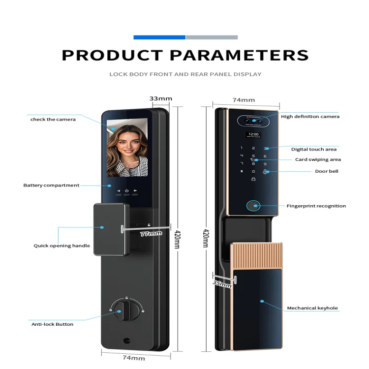 L13 Premium Professional Video Call Face Door Lock - ছবি 4