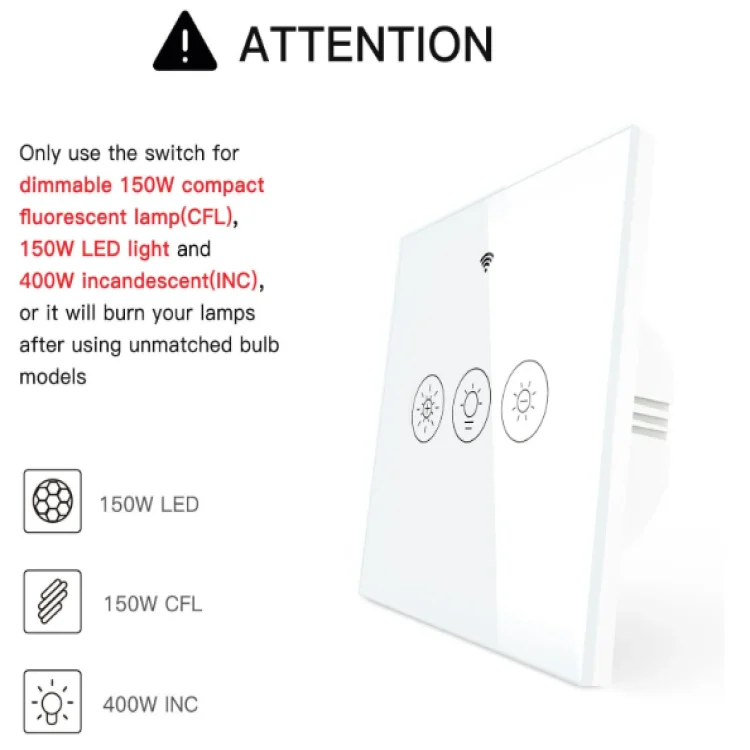 Wifi Smart Light Dimmer Switch Black - ছবি 3