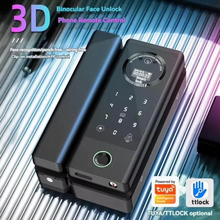 Tuya WiFi G4 Smart Face & Fingerprint Lock for Glass Door - ছবি 3