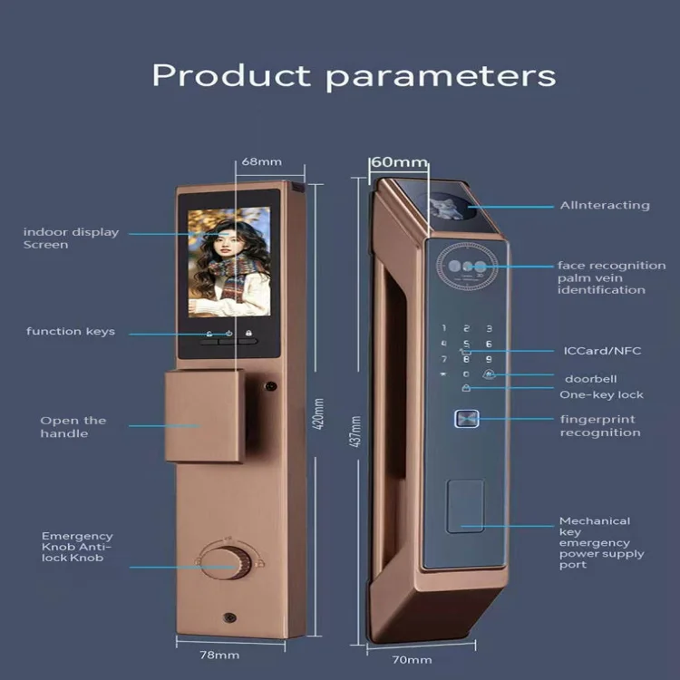 L28 Smart 3D Face & Palm Vein Door Lock with Video Intercom - ছবি 4